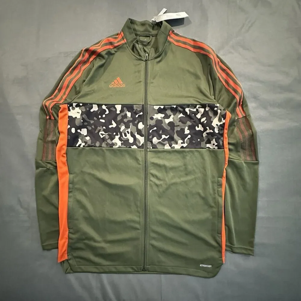 Adidas Track Jacket Mens XLT Full Zip Aeroready Lightweight Training TIRO21 Camo